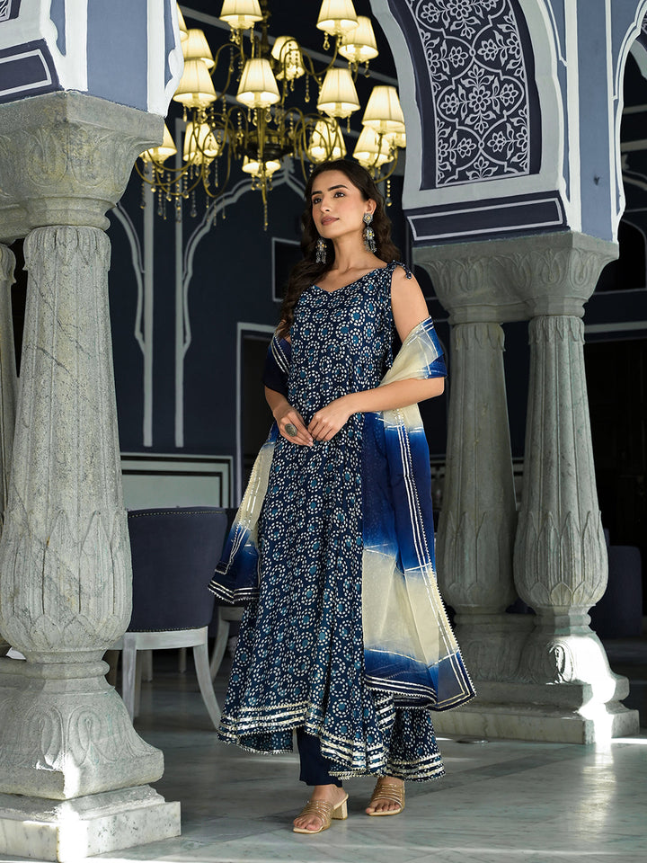 Indigo-Blue-Muslin-Floral-Print-3-Piece-Anarkali-Set
