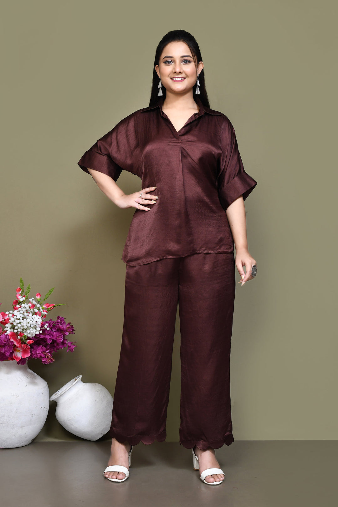ZERESOUQ-Dark-Coffee-Dupion-Crepe-Silk-Co-ord-Set