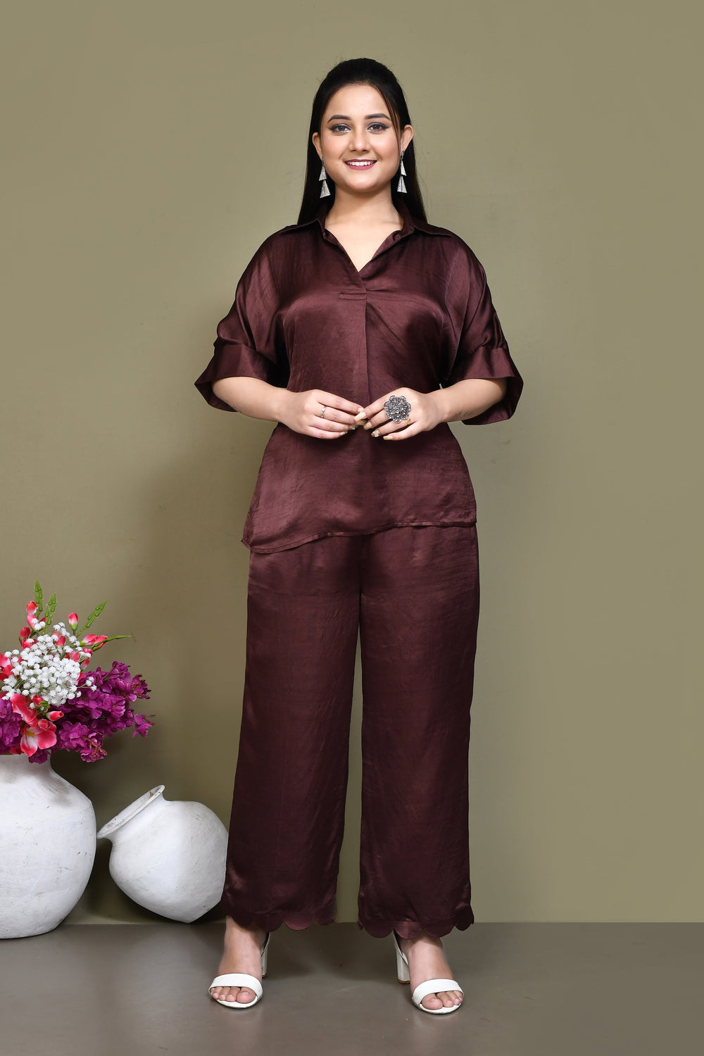 ZERESOUQ-Dark-Coffee-Dupion-Crepe-Silk-Co-ord-Set
