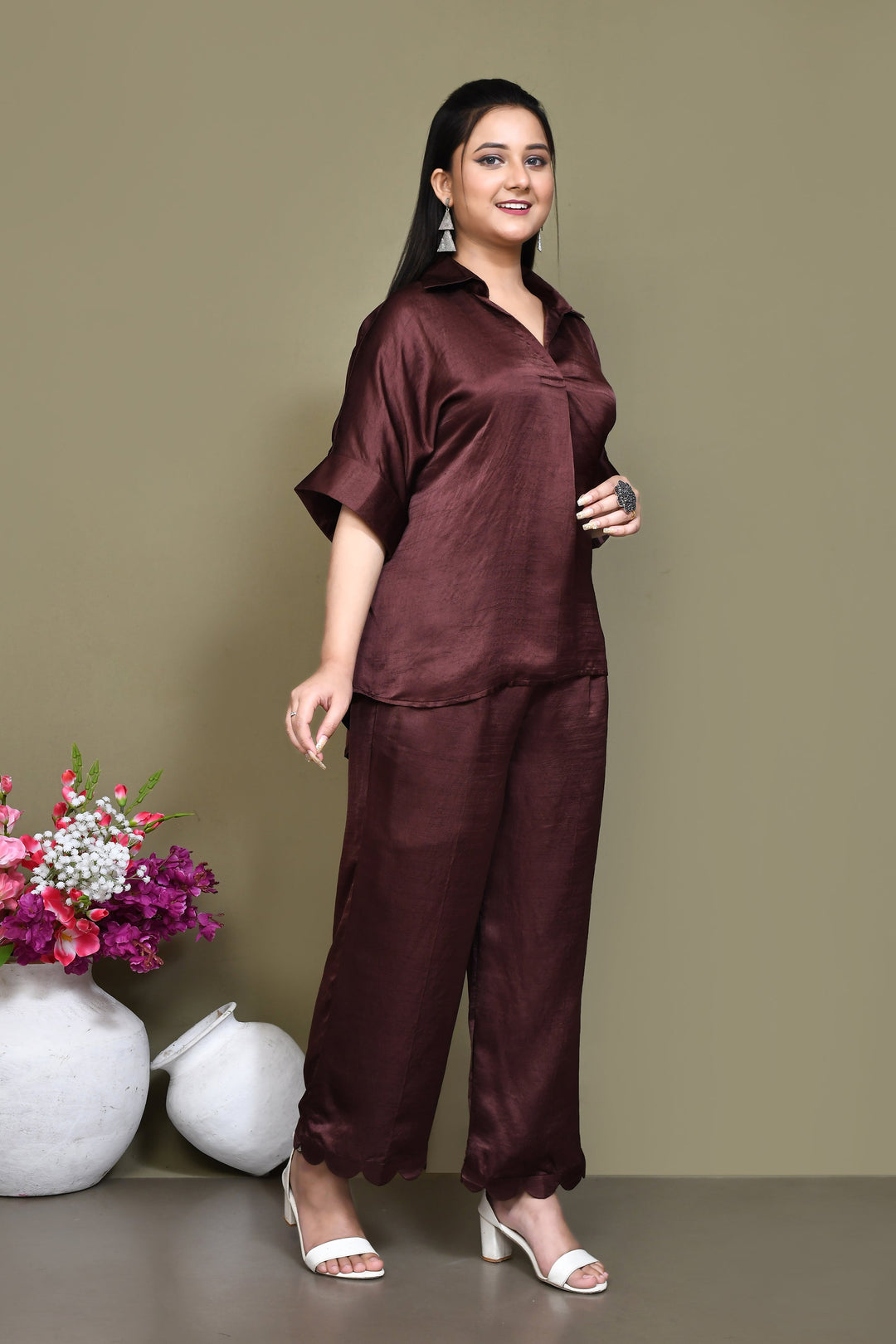 ZERESOUQ-Dark-Coffee-Dupion-Crepe-Silk-Co-ord-Set