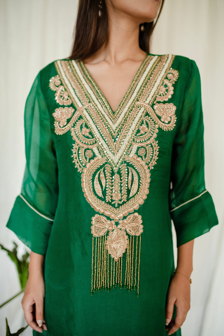 Dark-Green-Silk-Zardozi-Work-2-Piece-Skirt-Set