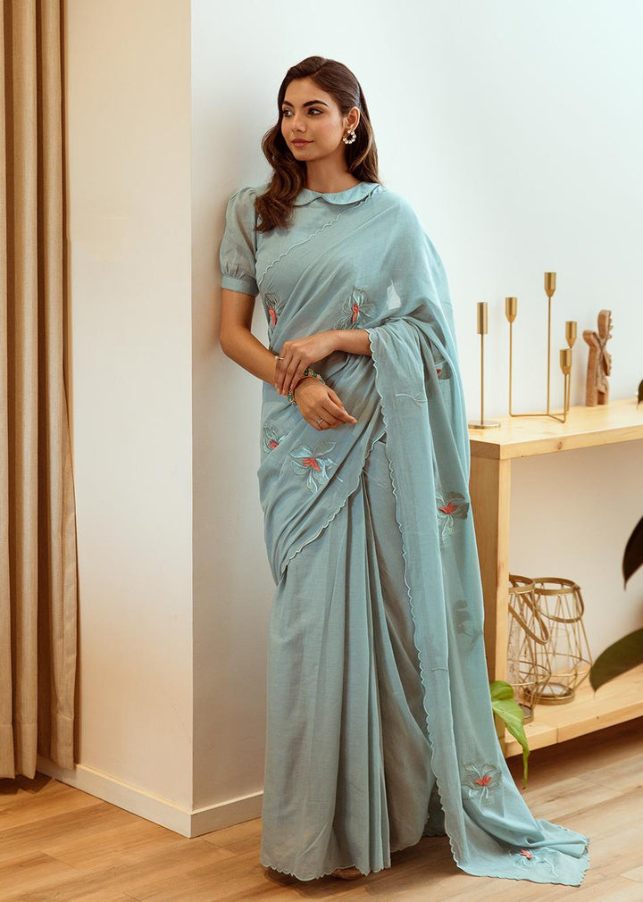 Diya-Powder-Blue-Embossed-Embroidered-Pre-Draped-Saree