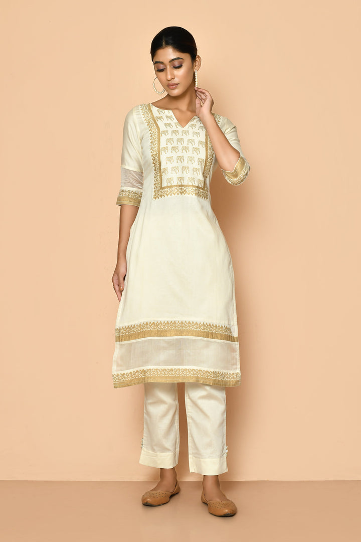 ZERESOUQ-Elly-Ivory-Handloom-Maheshwari-Silk-Kurta-Set