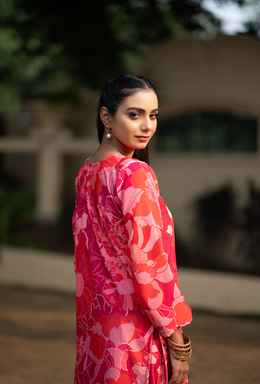 ZERESOUQ-Pink-Print-Velvet-2-Piece-Kurta-Set
