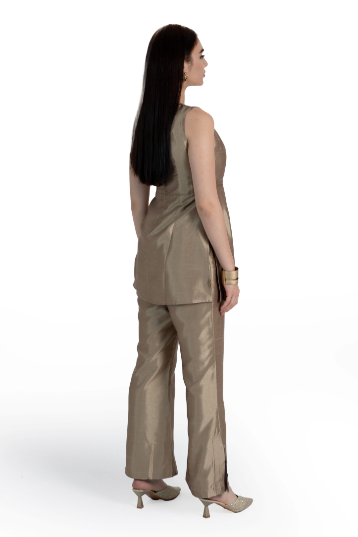 Golden Taffeta Kimaya Kurta & Pant Set