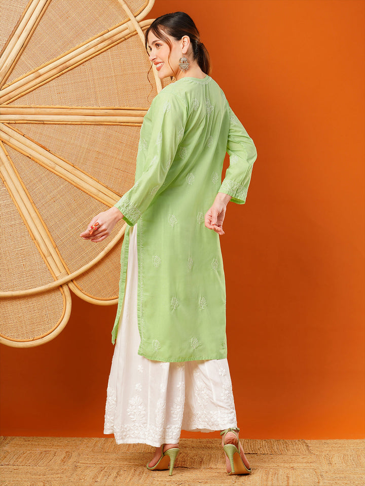 Green-Cotton-Embroidered-Chikankari-Kurta