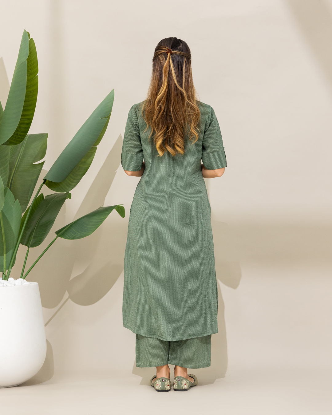 Green Cotton Kurta & Pant Set