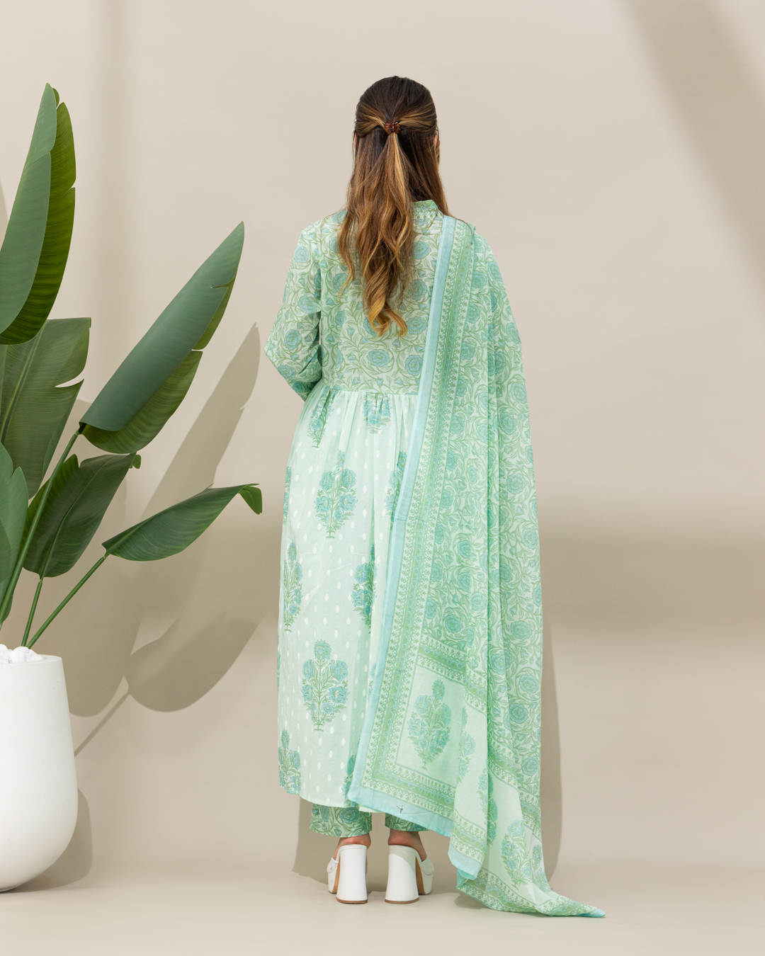 Green Cotton Kurta Set