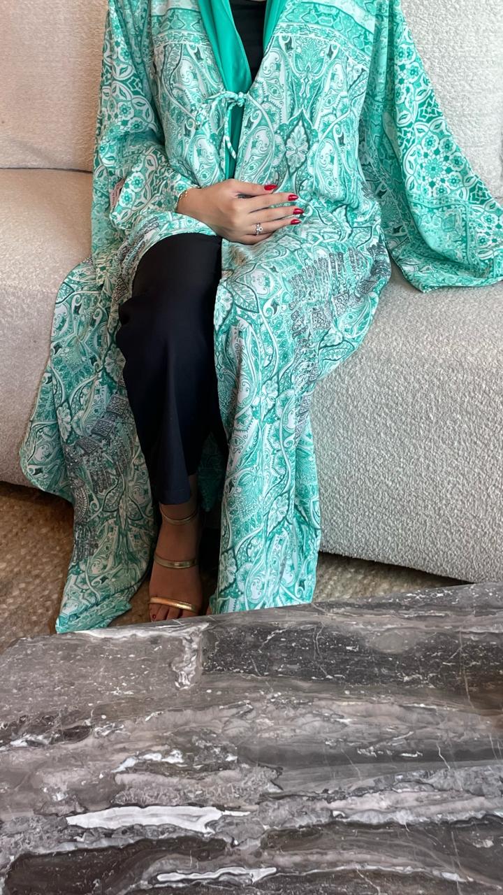 Green-Georgette-Ocean-Kimono-&-Sheila-Set