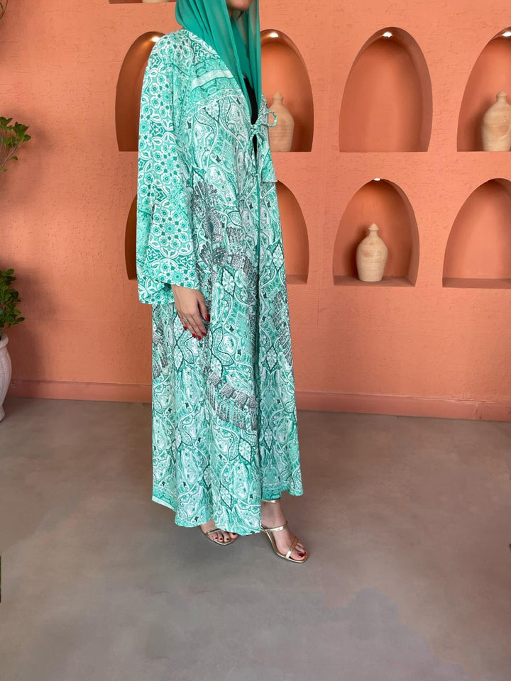 Green-Georgette-Ocean-Kimono-&-Sheila-Set