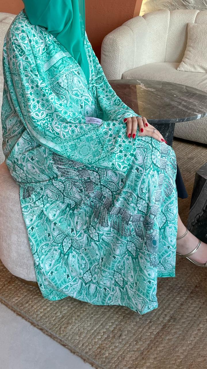 Green-Georgette-Ocean-Kimono-&-Sheila-Set