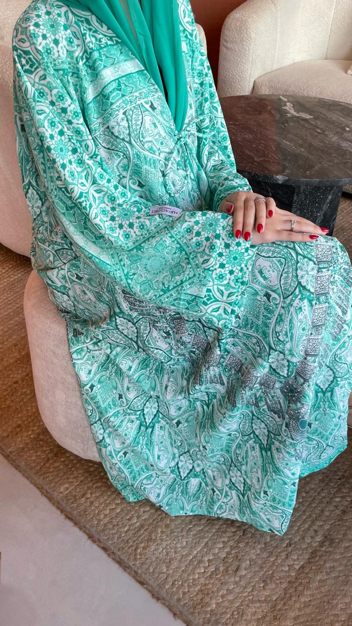 Green-Georgette-Ocean-Kimono-&-Sheila-Set