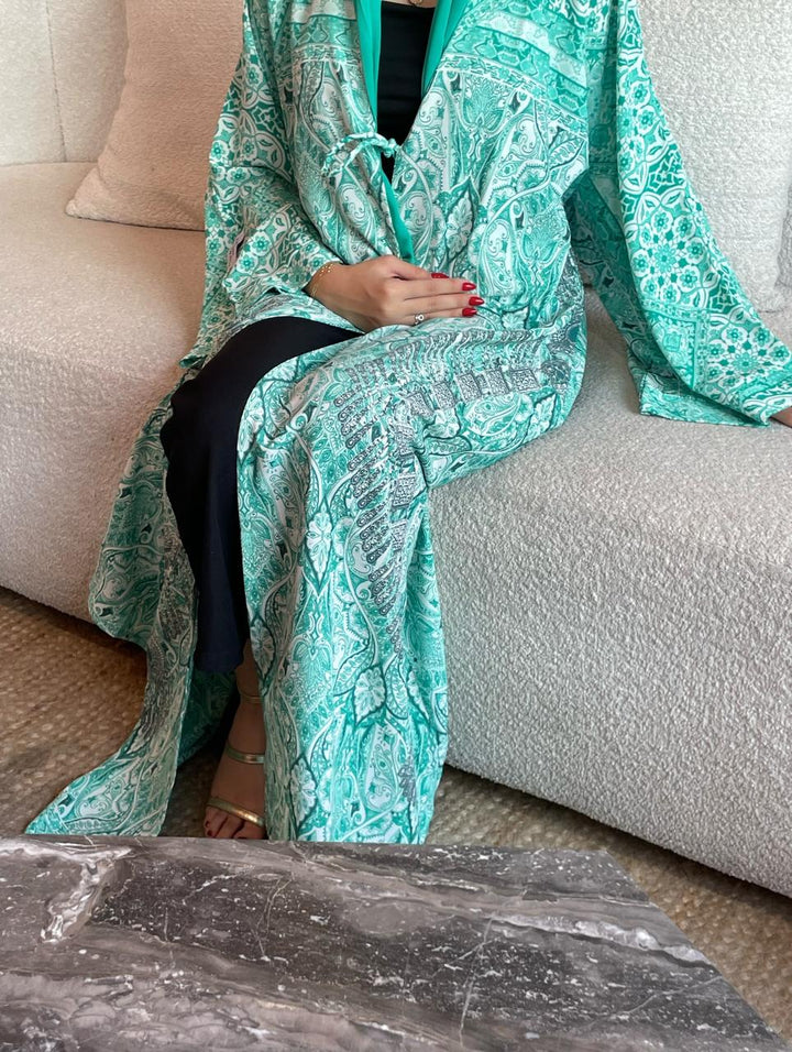 Green-Georgette-Ocean-Kimono-&-Sheila-Set