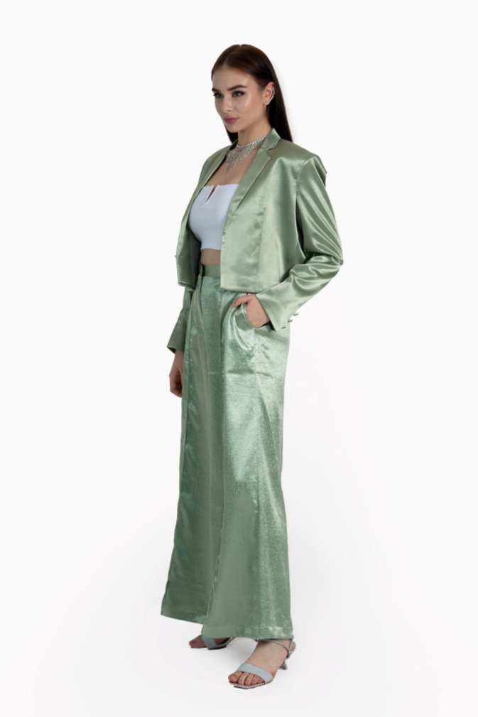 Green Satin Crepe Kyra