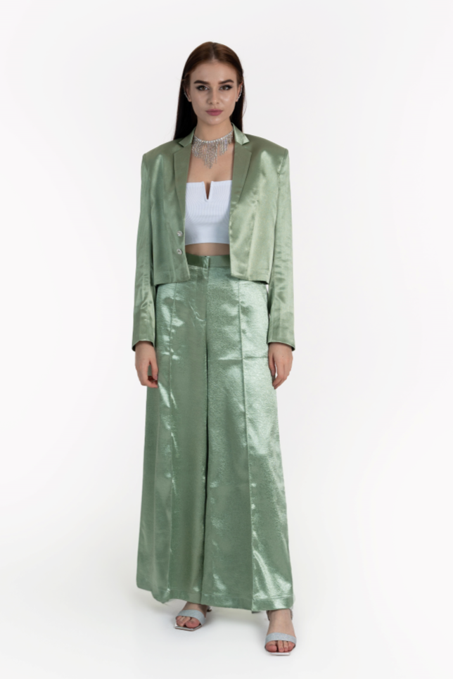 Green Satin Crepe Kyra