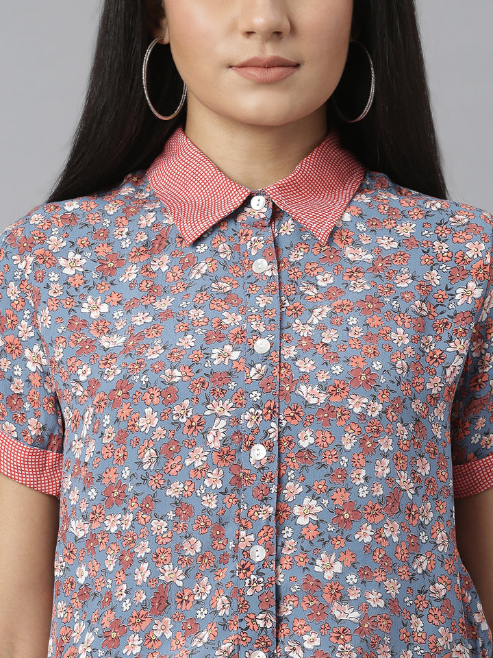 Grey-&-Red-Floral-Tie-Knot-Dress