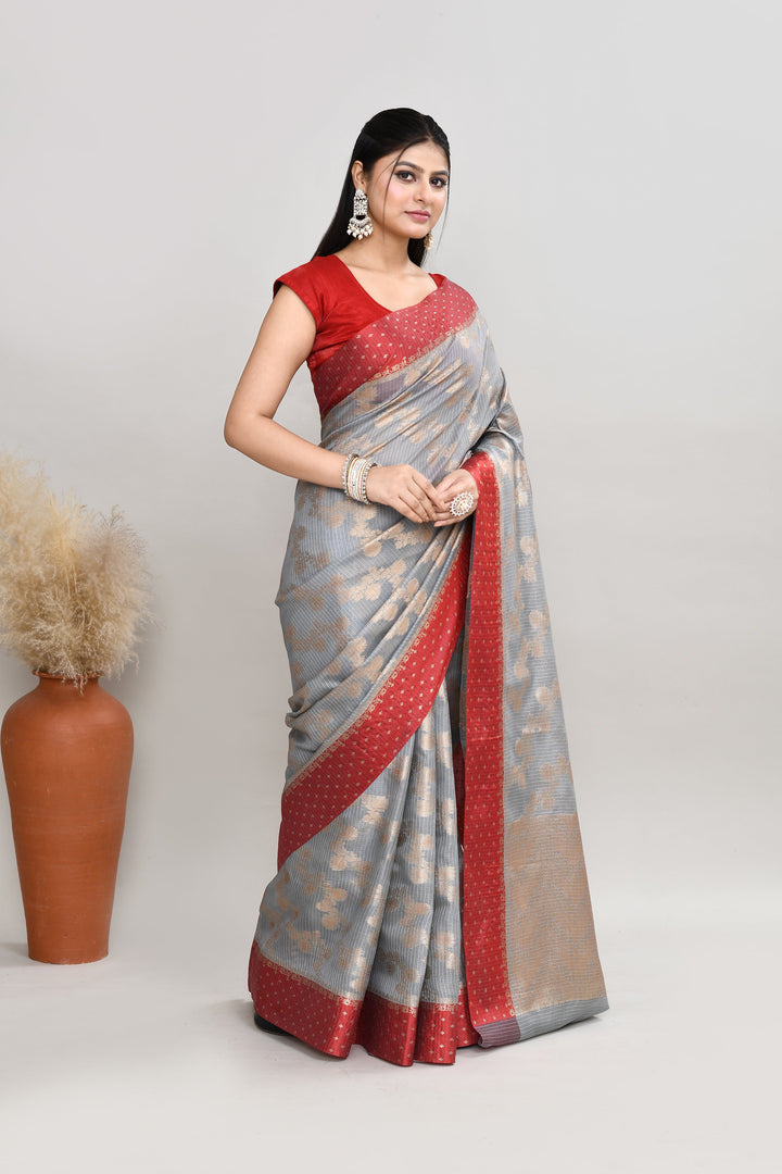 Grey-Kota-Silk-Banarasi-Zari-Work-Saree