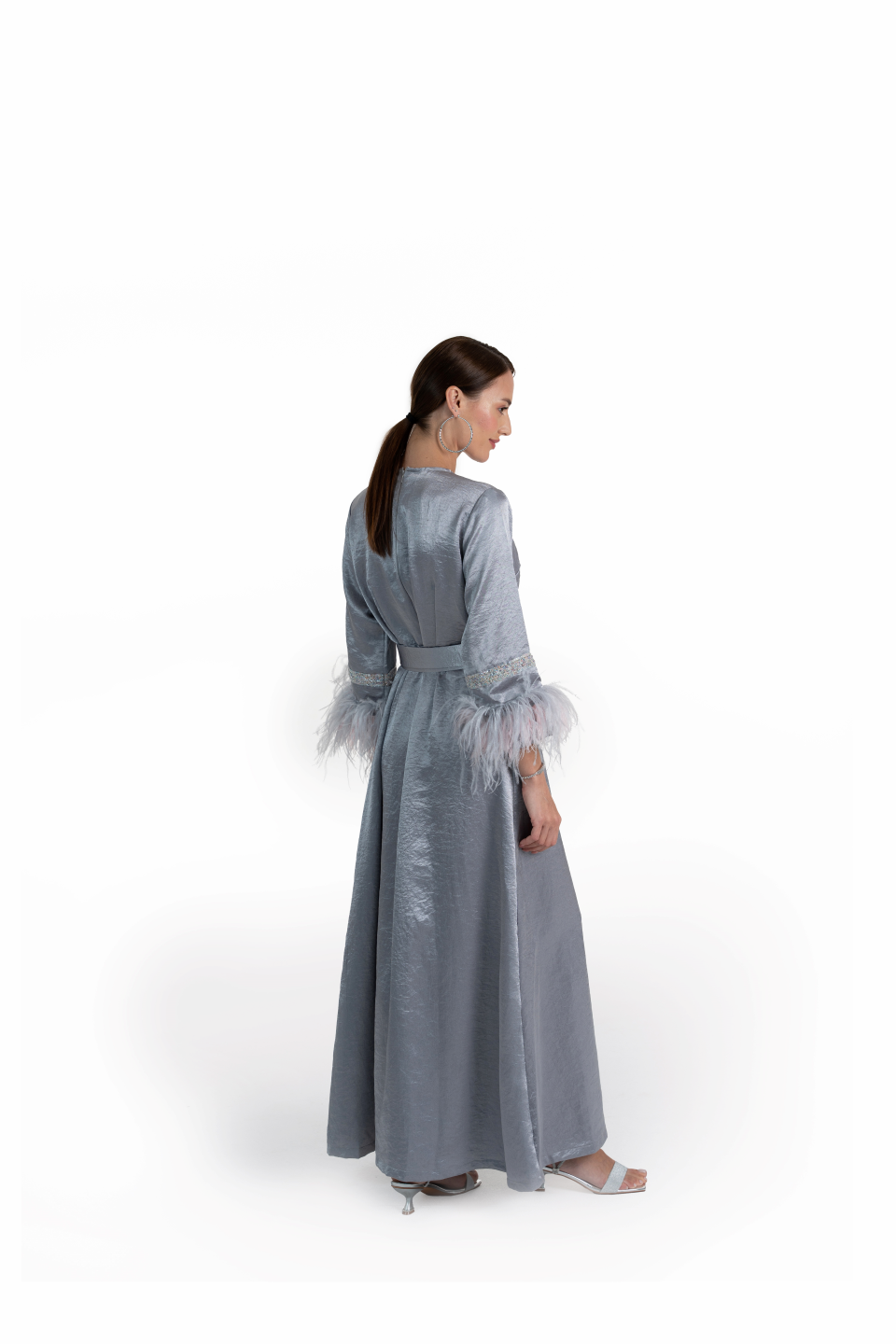 Grey Satin Tanaya Kaftan