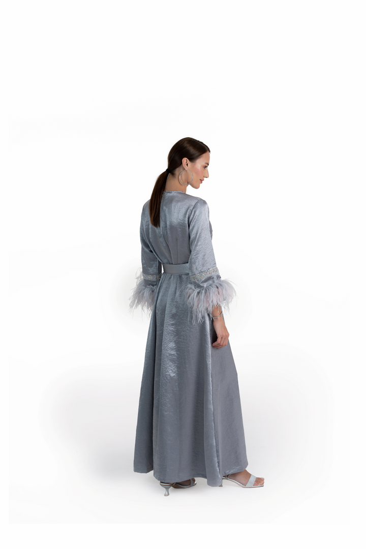 Grey Satin Tanaya Kaftan