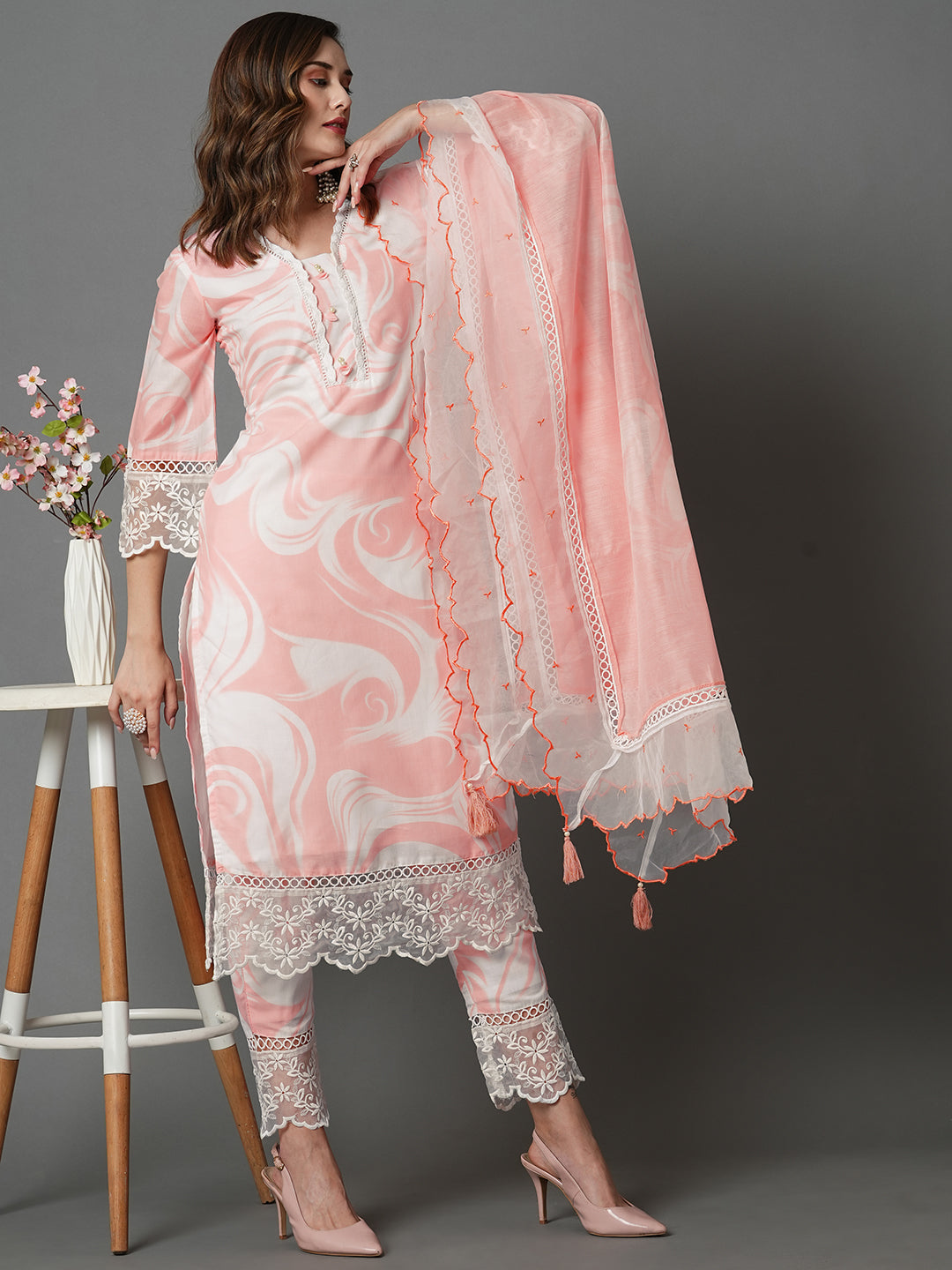 Peach-Cotton-Marble-Printed-3-Piece-Kurta-Set