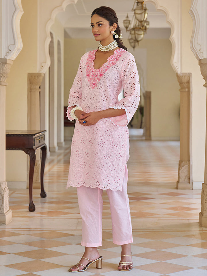 Pink-Pure-Cotton-Embroidered-2-Piece-Kurta-Set