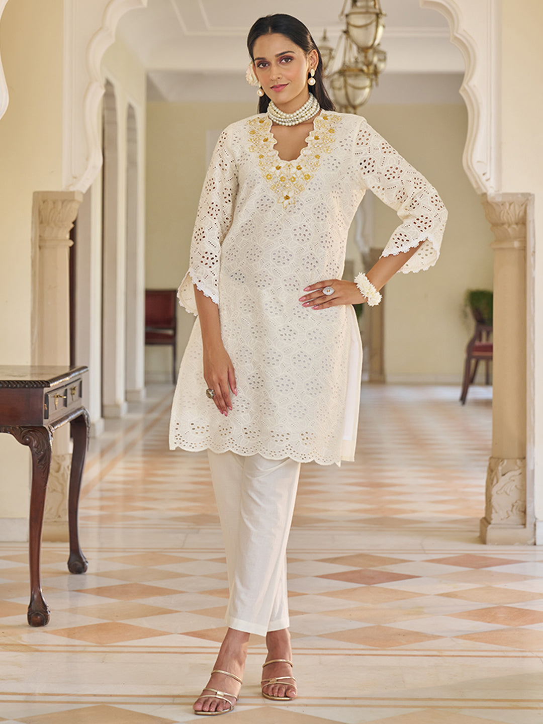 Cream-Pure-Cotton-Embroidered-2-Piece-Kurta-Set
