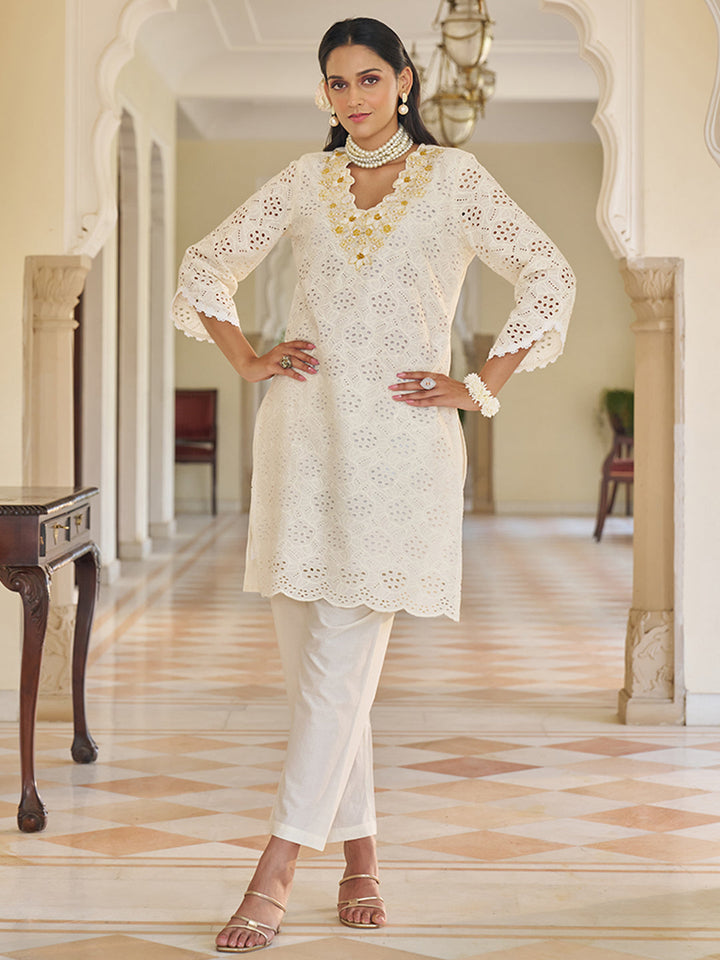 Cream-Pure-Cotton-Embroidered-2-Piece-Kurta-Set