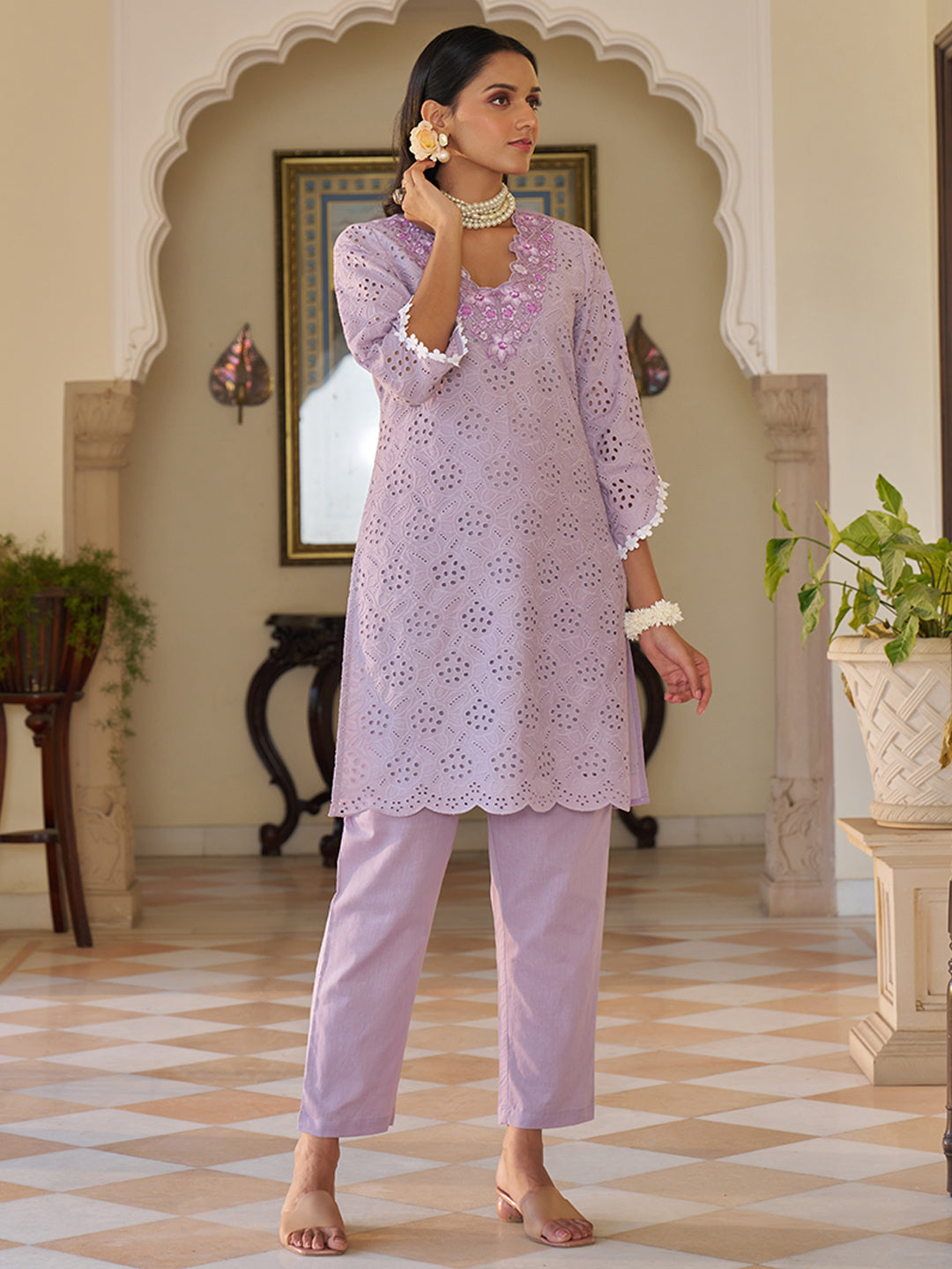 Lavender-Pure-Cotton-Embroidered-2-Piece-Kurta-Set