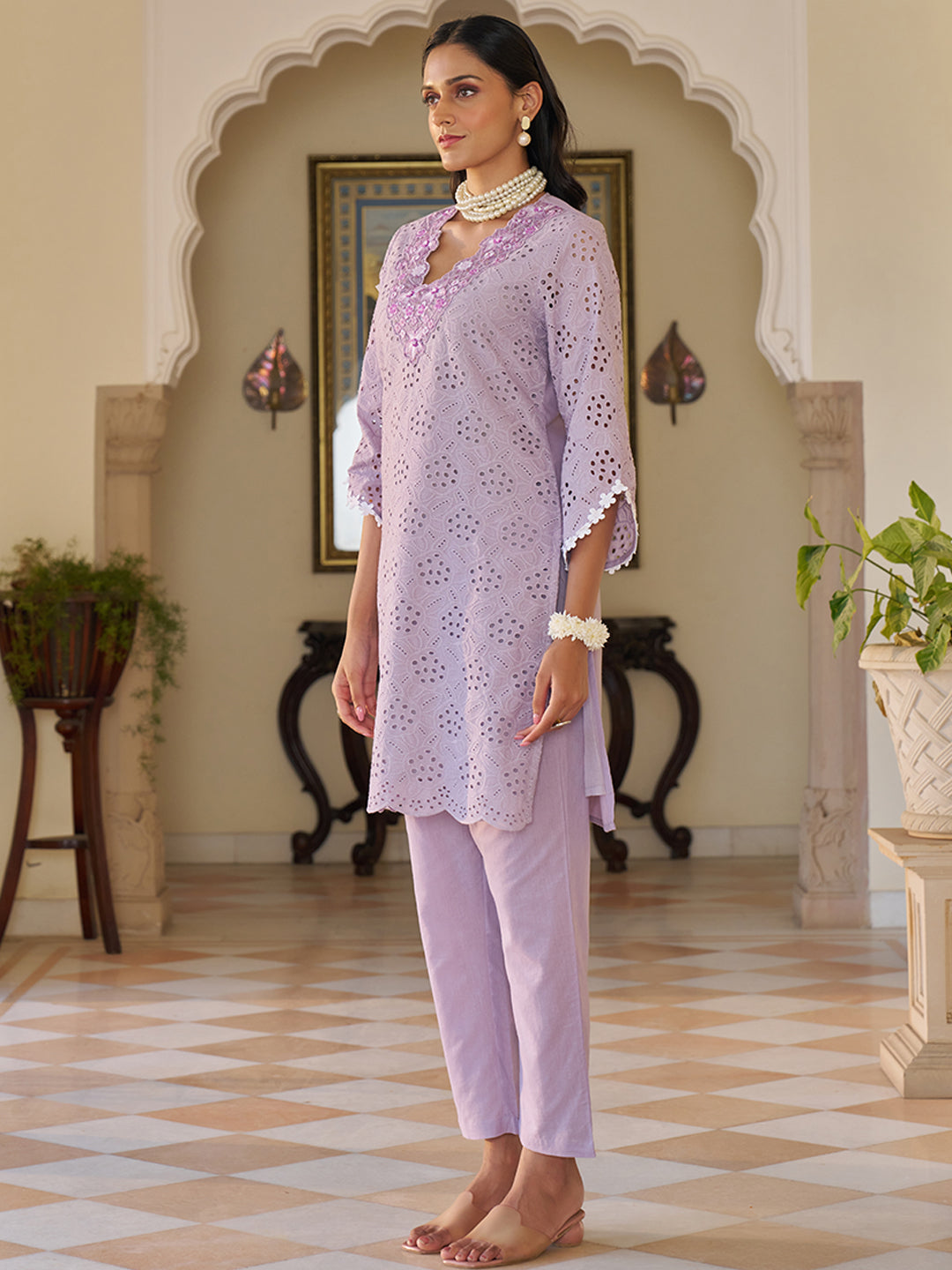 Lavender-Pure-Cotton-Embroidered-2-Piece-Kurta-Set