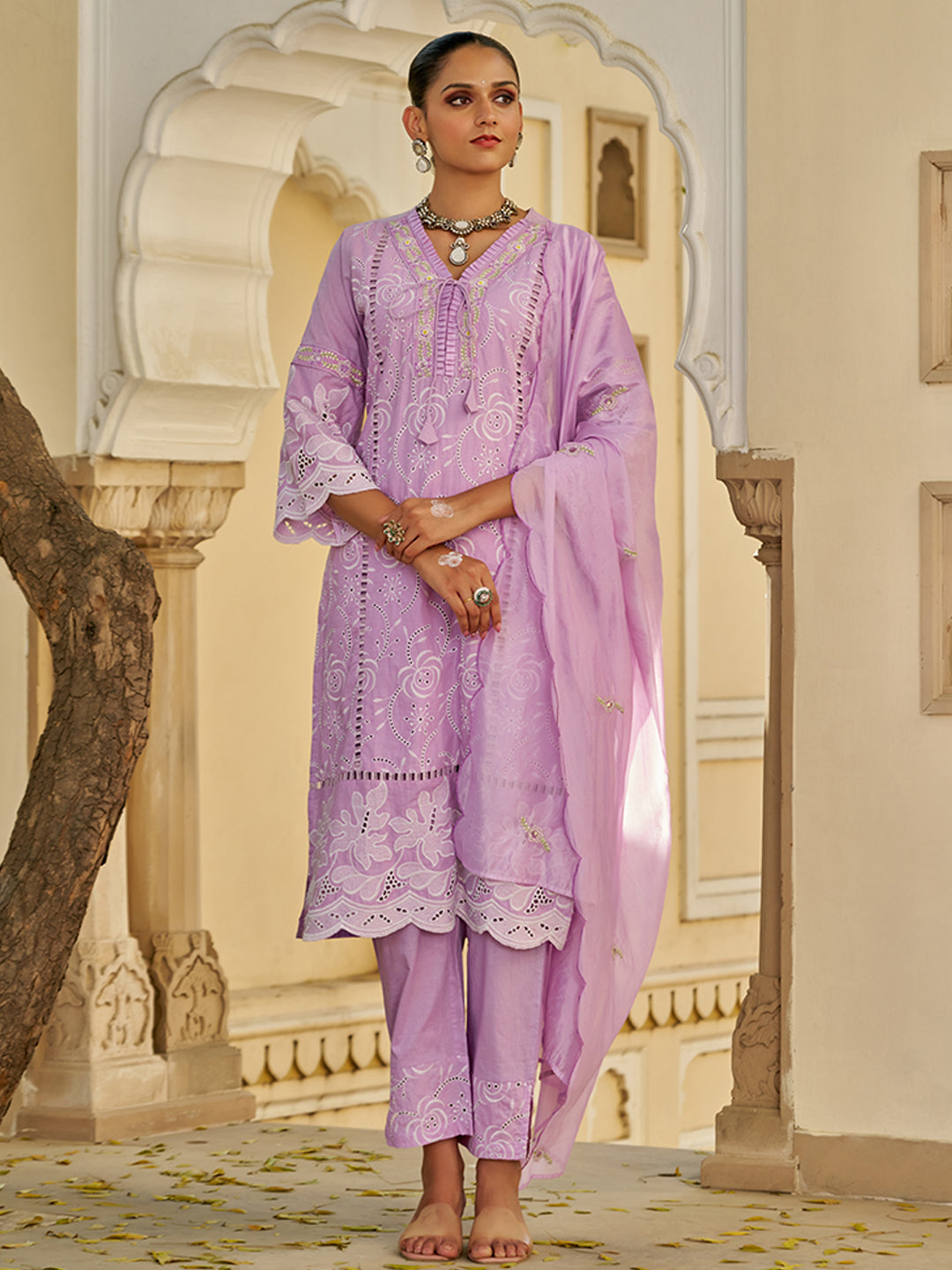 Lavender-Cotton-Schiffli-Embroidered-3-Piece-Kurta-Set