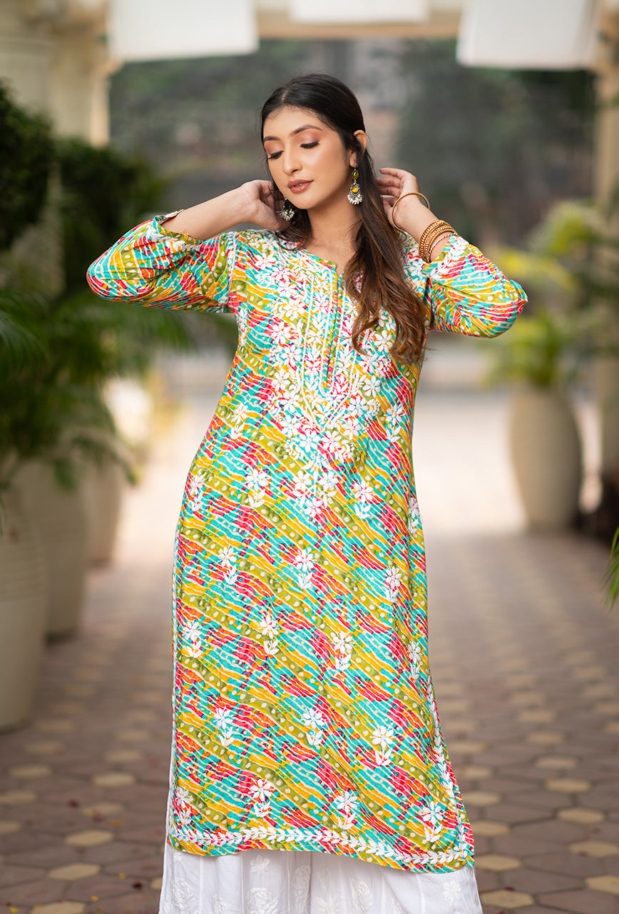 ZERESOUQ-Leher-Green-Rayon-Chikankari-kurta
