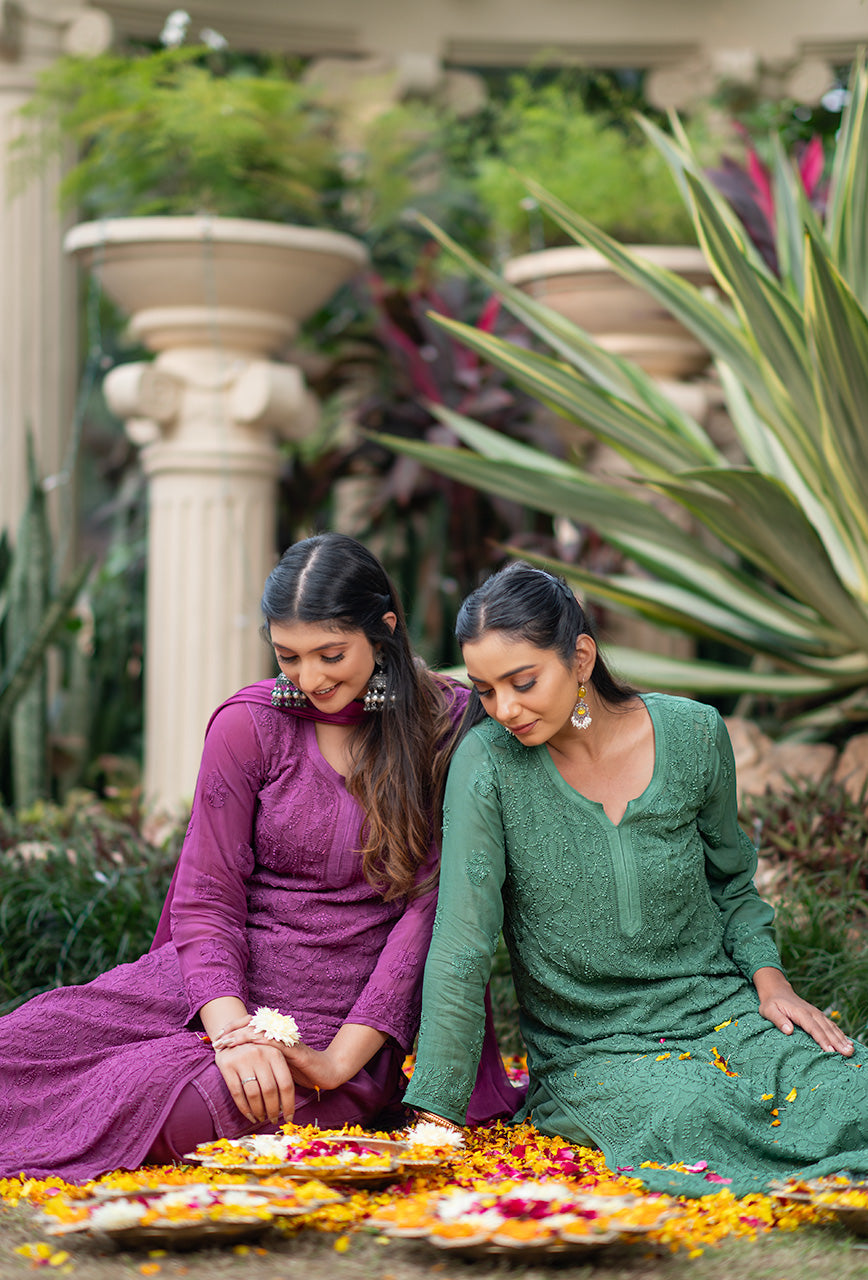 ZERESOUQ-Raina-Wine-viscose-chikankari-3-Piece-Kurta-Set