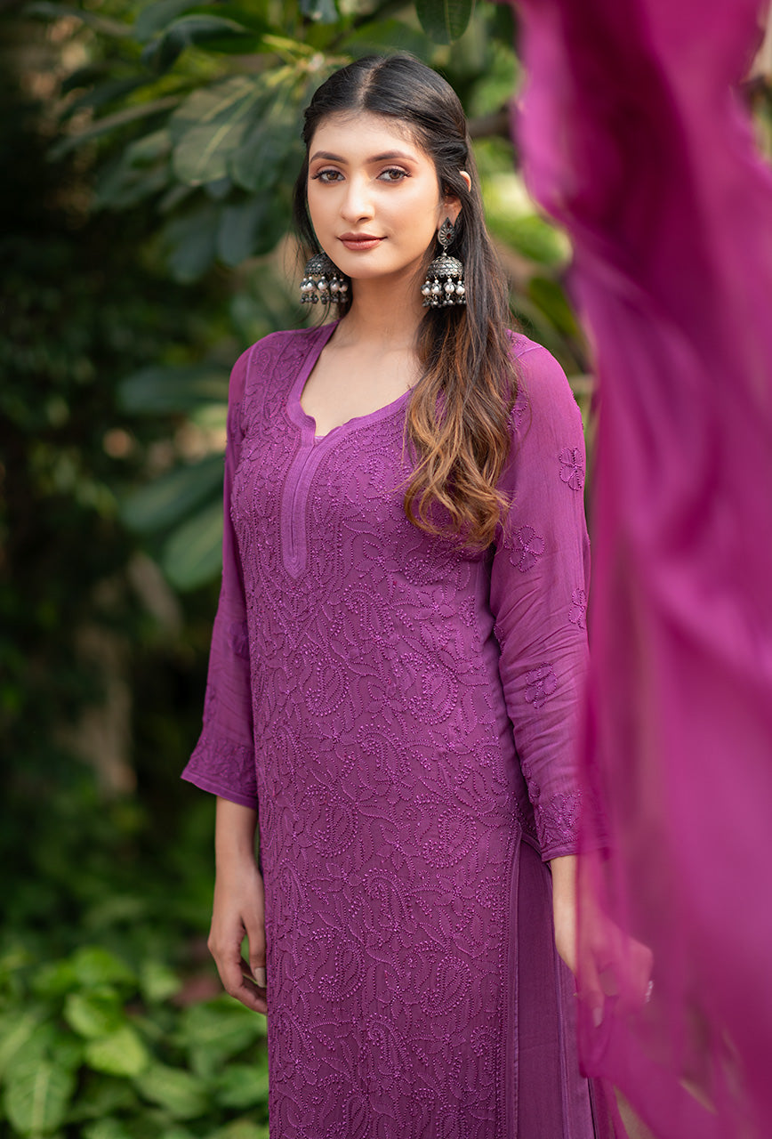 ZERESOUQ-Raina-Wine-viscose-chikankari-3-Piece-Kurta-Set