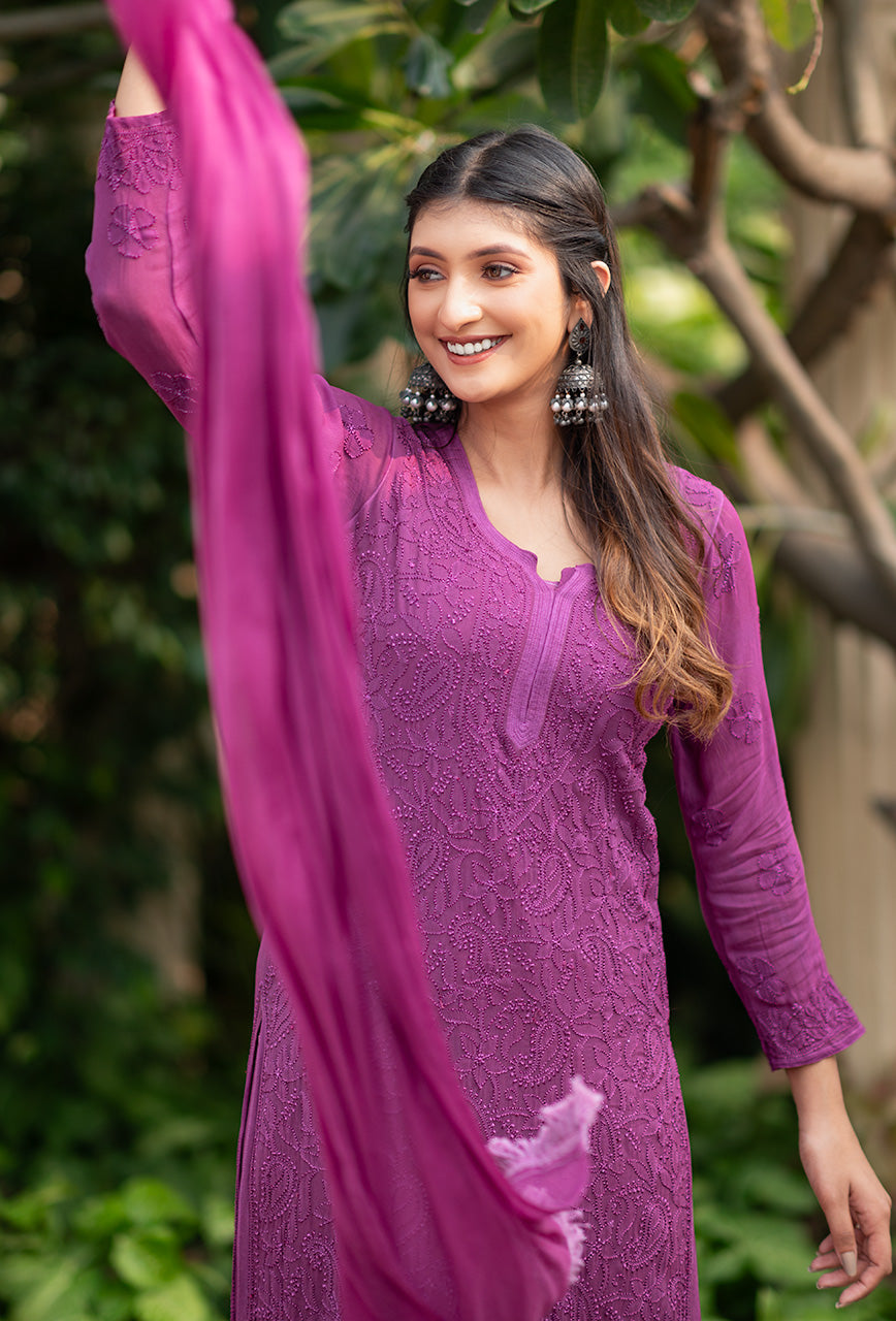 ZERESOUQ-Raina-Wine-viscose-chikankari-3-Piece-Kurta-Set
