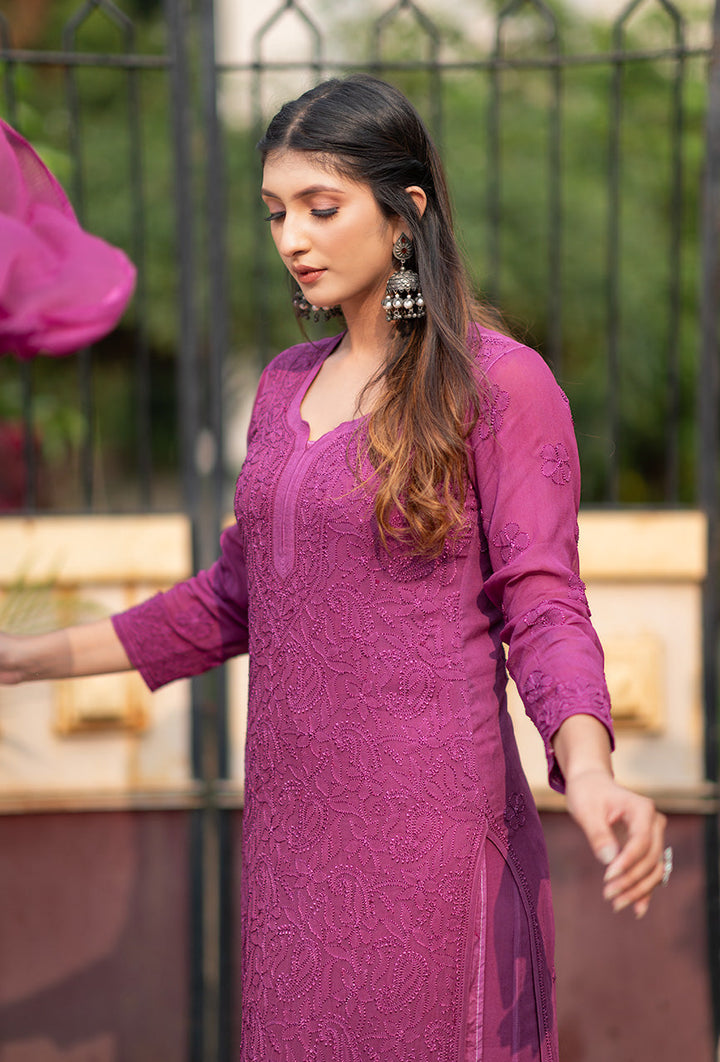 ZERESOUQ-Raina-Wine-viscose-chikankari-3-Piece-Kurta-Set