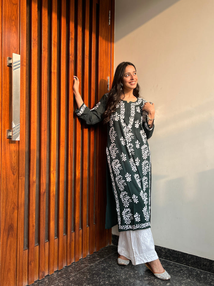 ZERESOUQ-Noor-Green-Rayon-Designer-kurta