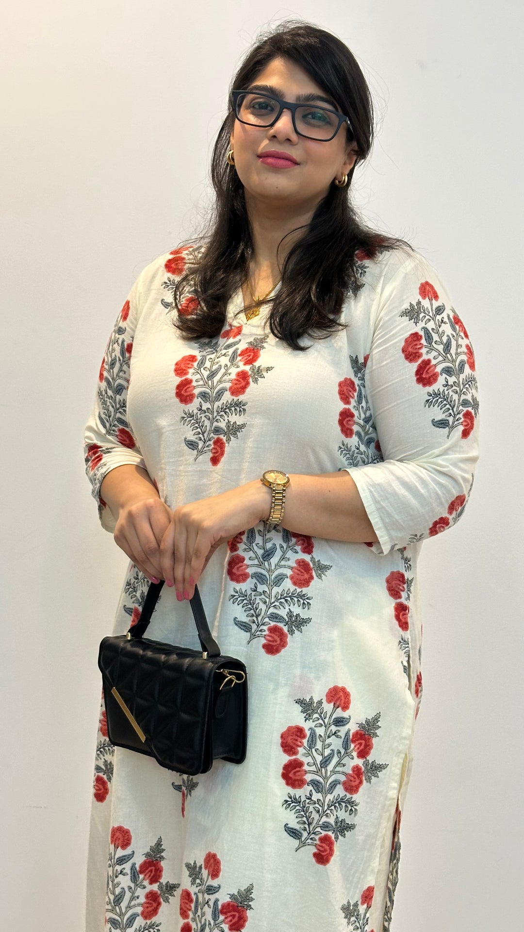 Off-White Cotton Zehra Red Petal Suit Set