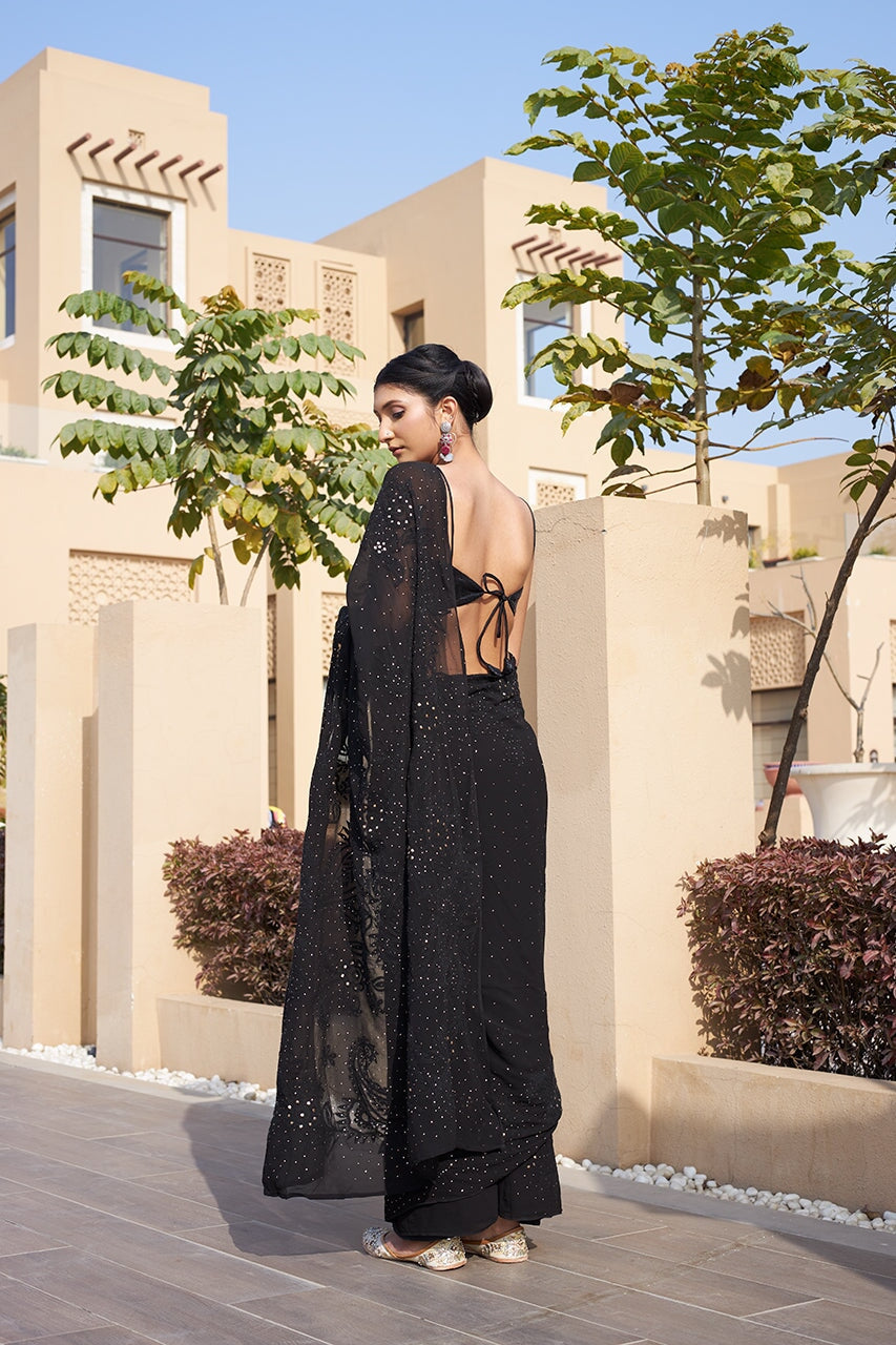 Suhana-Black-Pure-Georgette-Saree