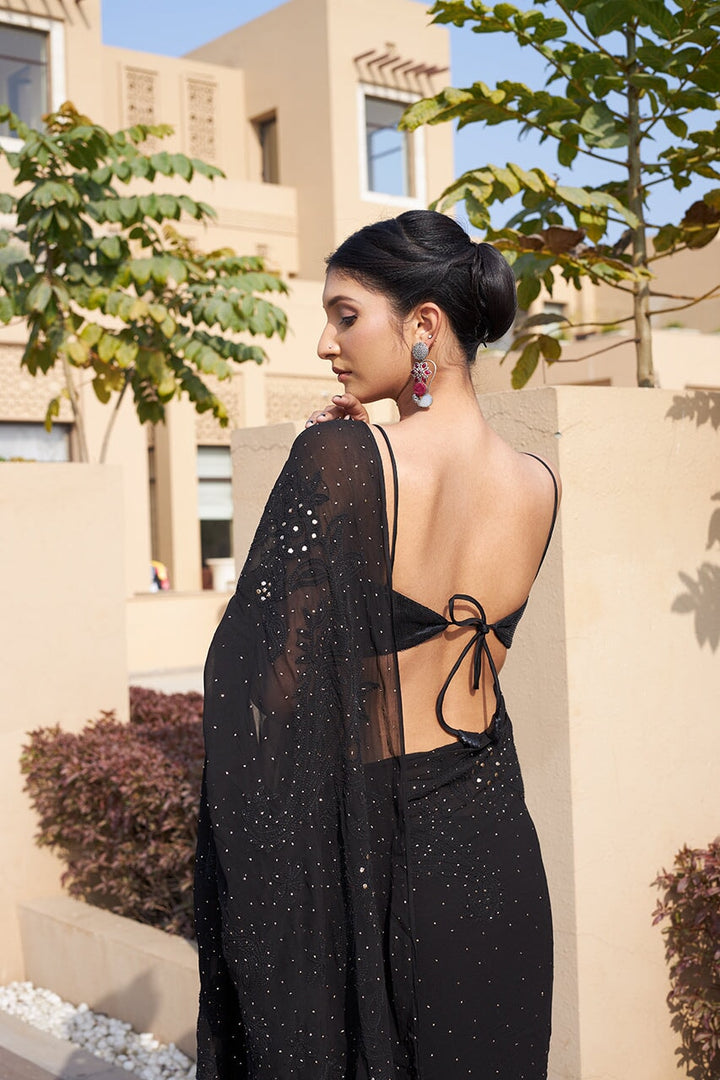 Suhana-Black-Pure-Georgette-Saree