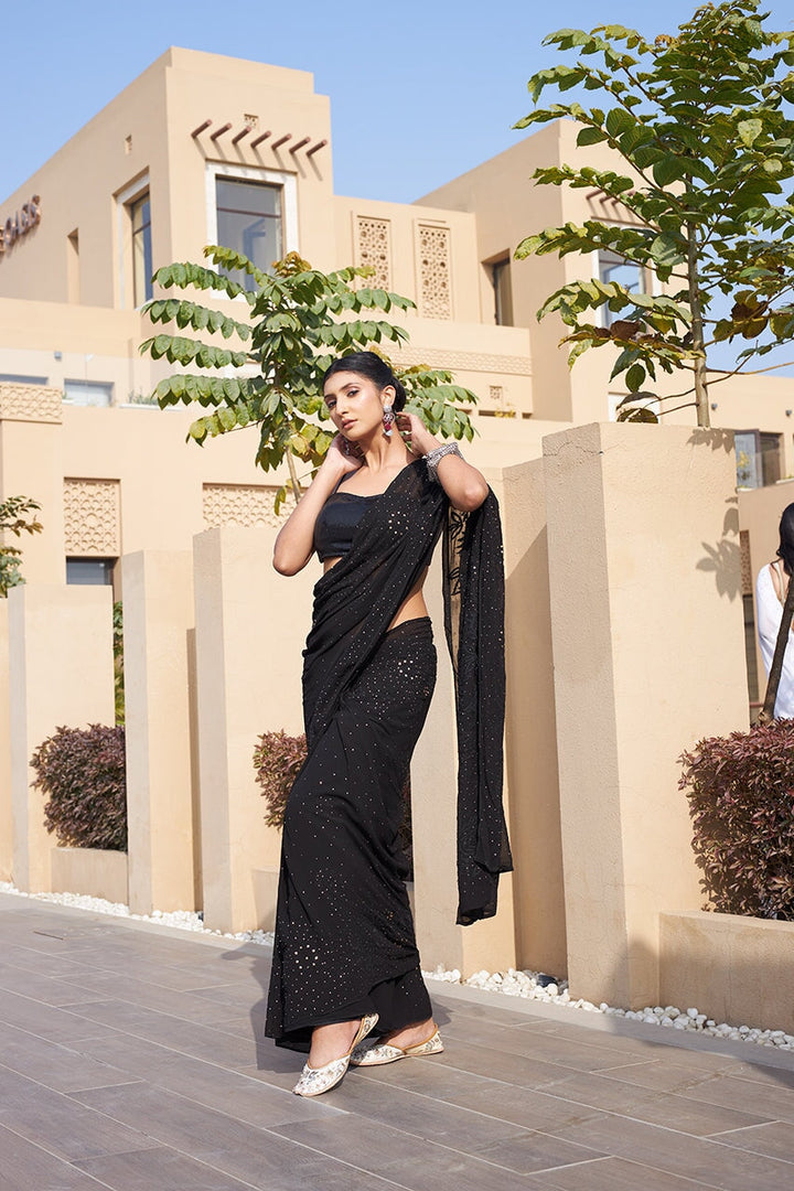 Suhana-Black-Pure-Georgette-Saree