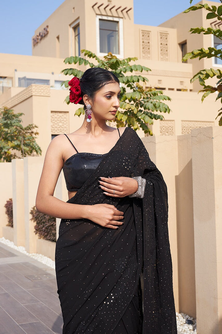 Suhana-Black-Pure-Georgette-Saree