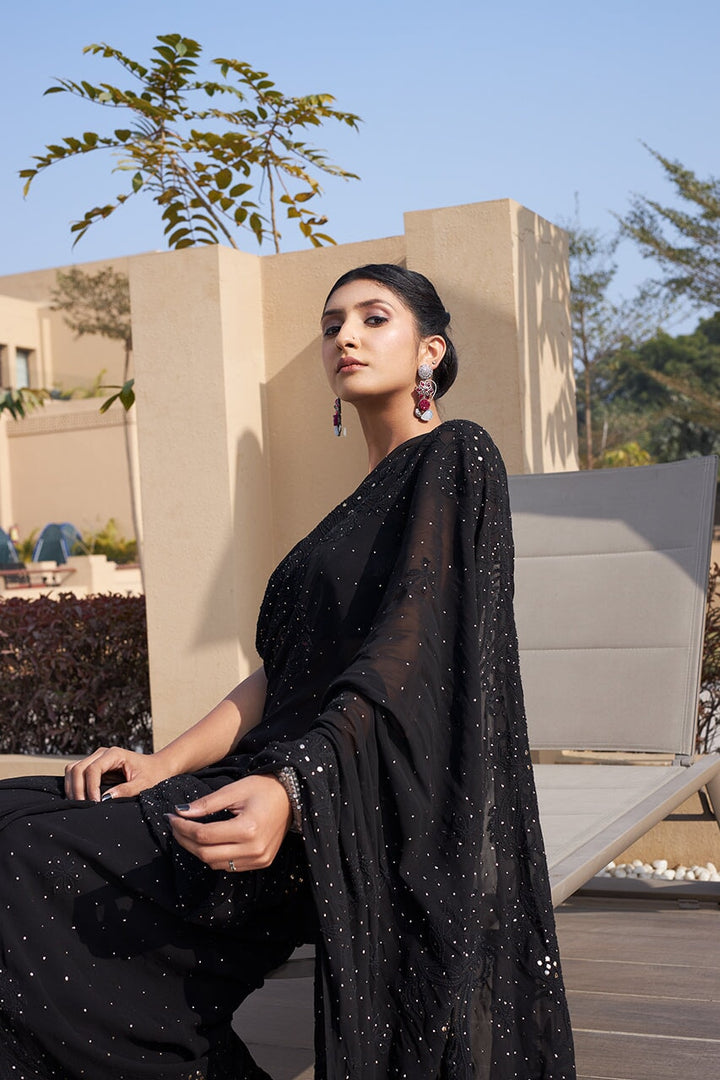 Suhana-Black-Pure-Georgette-Saree