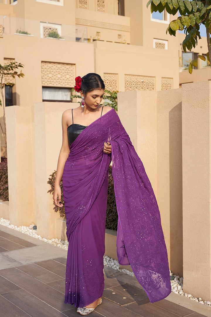 ZERESOUQ-Malaika-Purple-Georgette-Saree