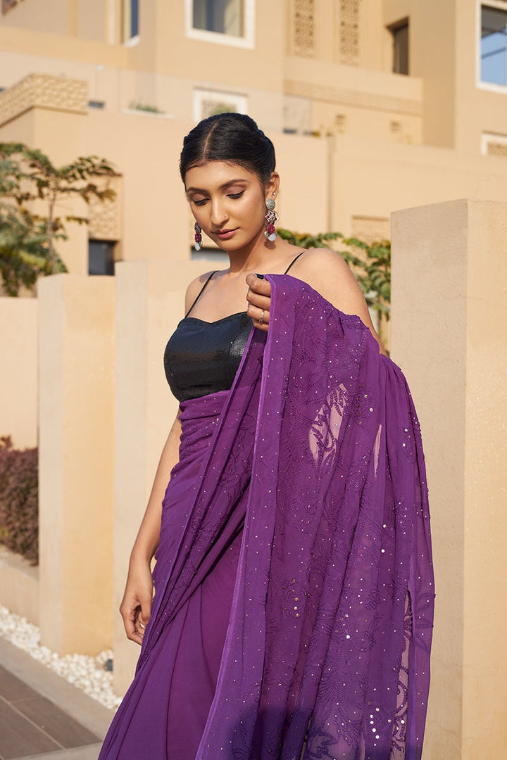 Malaika-Purple-Georgette-Saree