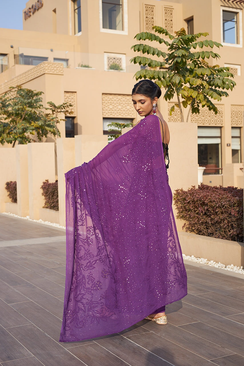 Malaika-Purple-Georgette-Saree