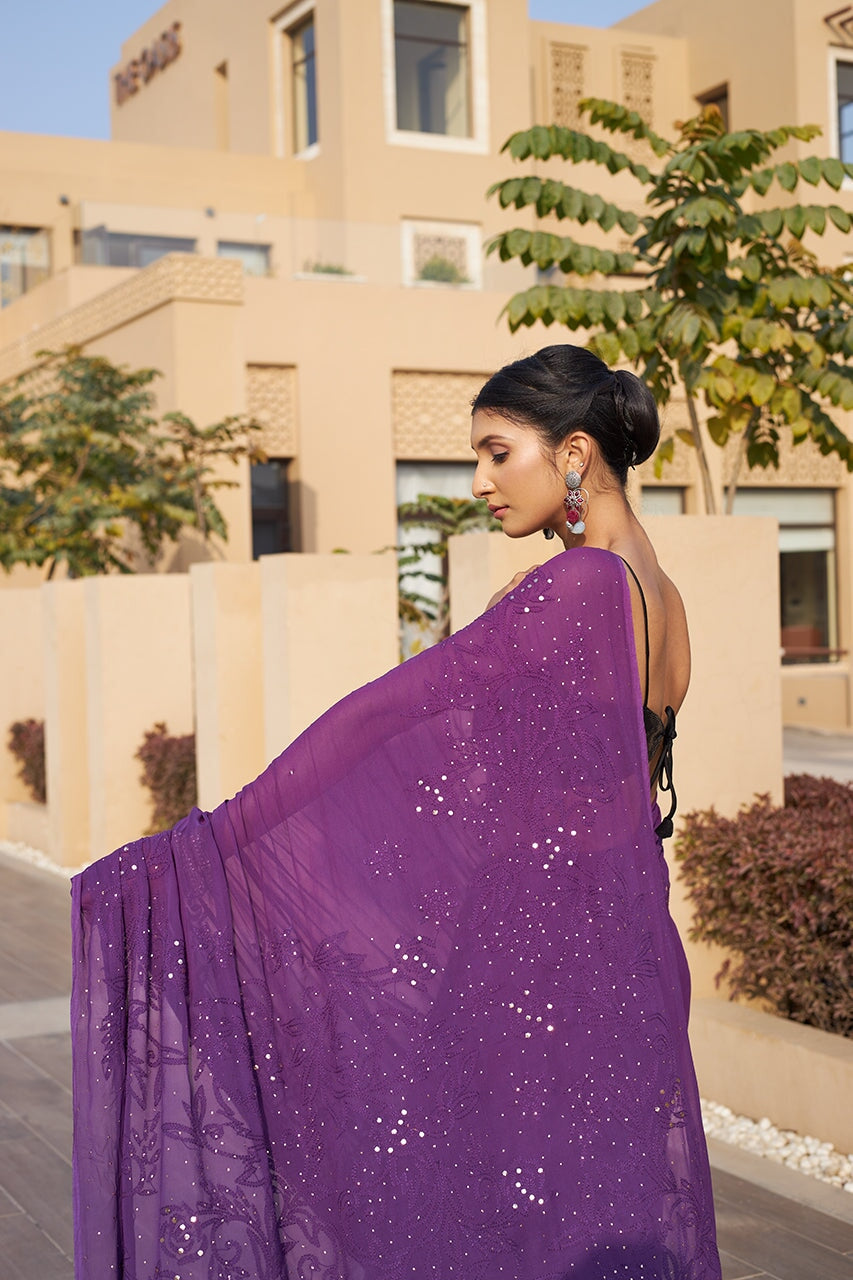 Malaika-Purple-Georgette-Saree