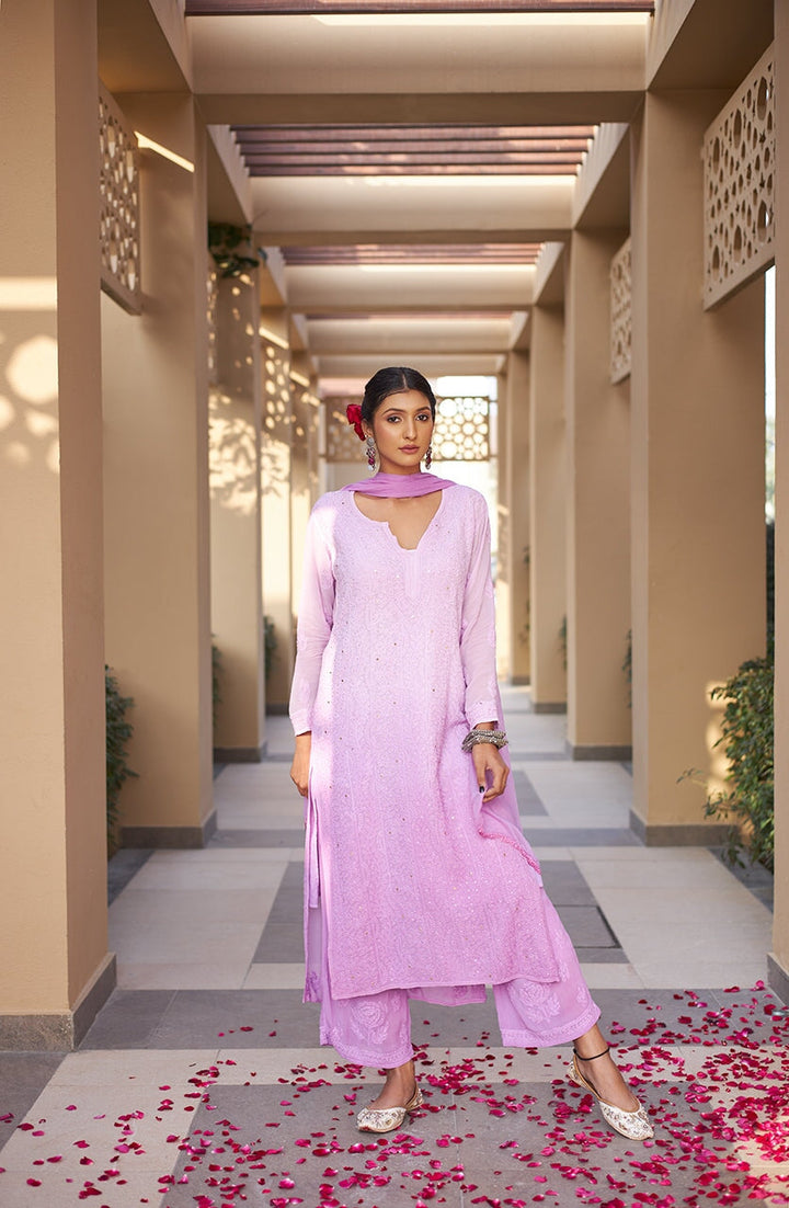ZERESOUQ-Zuri-Lavender-Georgette-kurta-&-Palazzo-With-Dupatta-&-Inner