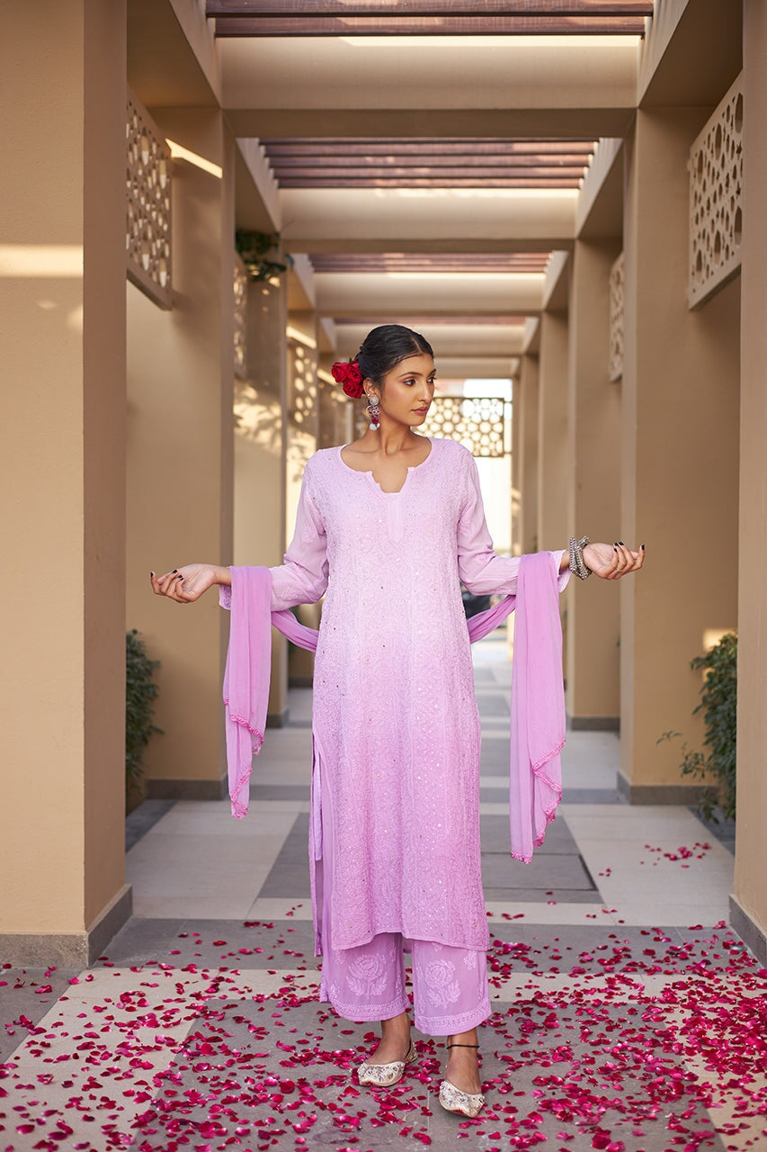ZERESOUQ-Zuri-Lavender-Georgette-kurta-&-Palazzo-With-Dupatta-&-Inner