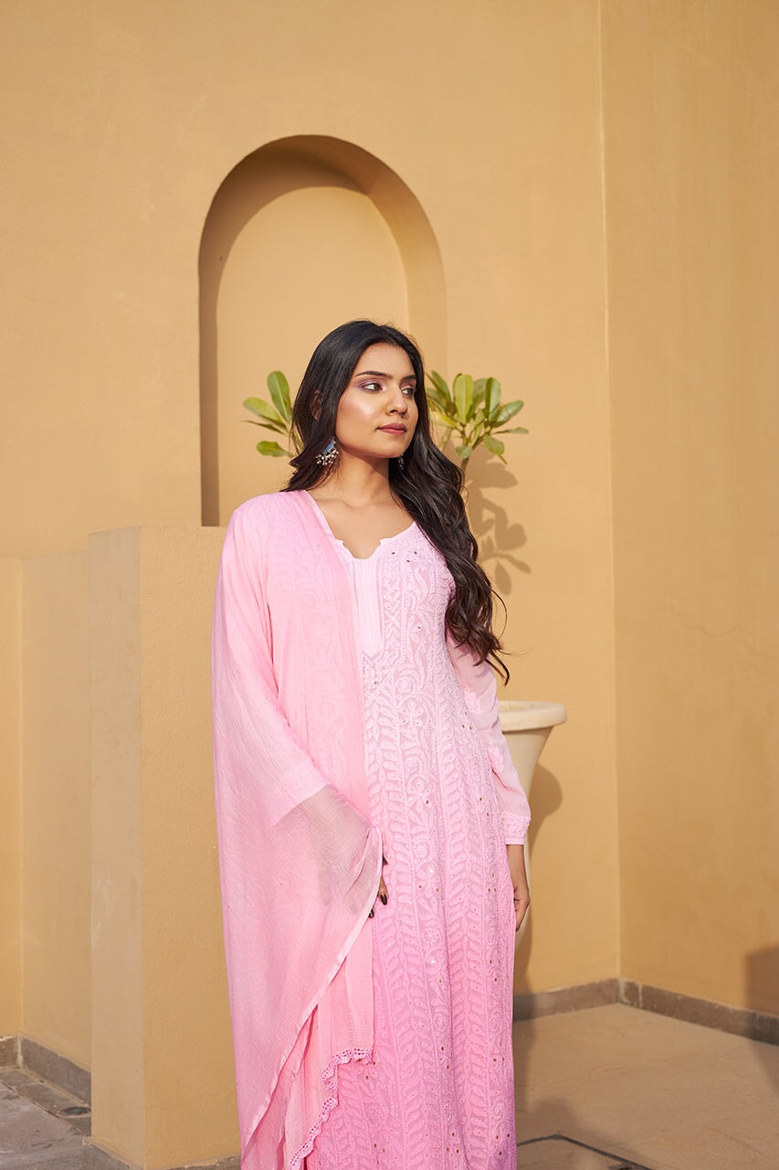 ZERESOUQ-Zuri-Pink-Georgette-kurta-&-Palazzo-With-Dupatta-&-Inner