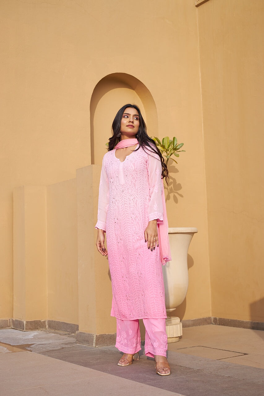 ZERESOUQ-Zuri-Pink-Georgette-kurta-&-Palazzo-With-Dupatta-&-Inner